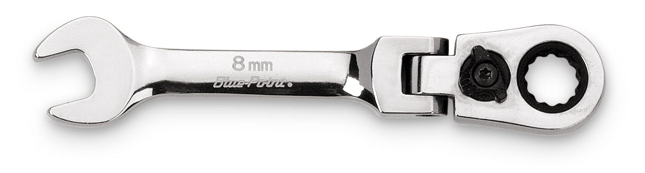 8 mm 12-Point Metric Midget 15° Offset Box Flex-Head Ratcheting Combination Wrench (Blue-Point®) | BOERMSF8 8 mm 12-Point Metric Midget 15° Offset Box Flex-Head Ratcheting Combination Wrench (Blue-Point®) | BOERMSF8